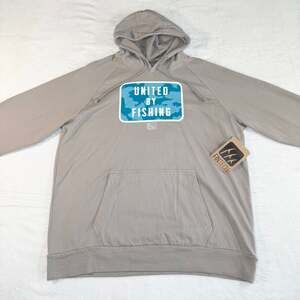 FinTech NWT 'United By Fishing' Gray Hoodie, Men's Size L